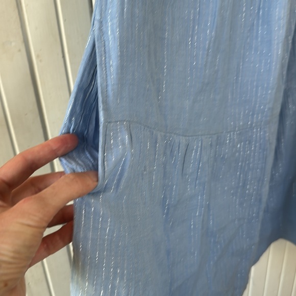 NWT blue ruffle-sleeved summer GAP dress, size Small tall - Picture 2 of 6